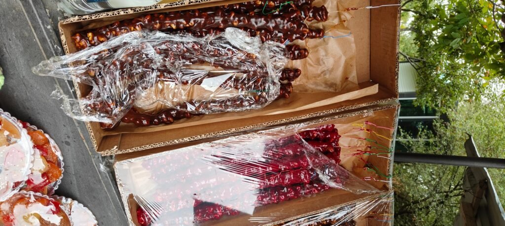 Walnut candy dipped in pomegranate and grape juice at the Tatev ropeway stalls