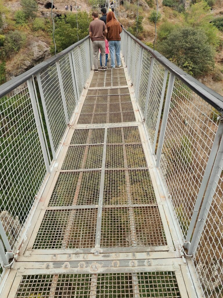 Swinging bridge at Khndzoresk cave village on a Tatev day trip from Yerevan